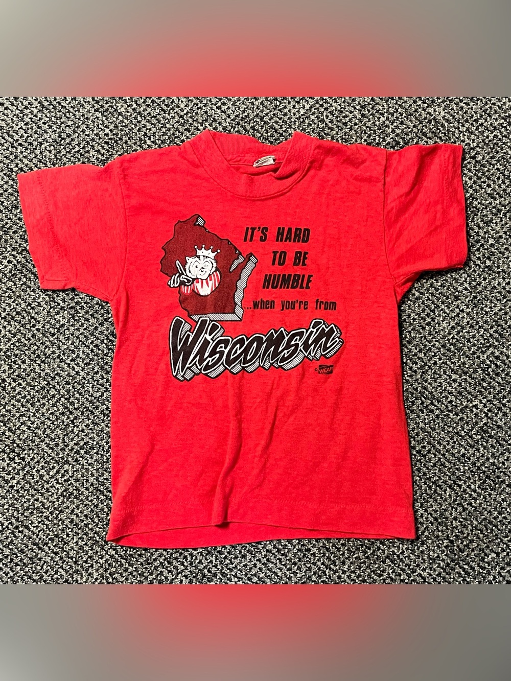 Vintage 90’s Screen Stars Wisconsin Badgers Boys Tshirt 6-8 Red “Humble” RARE